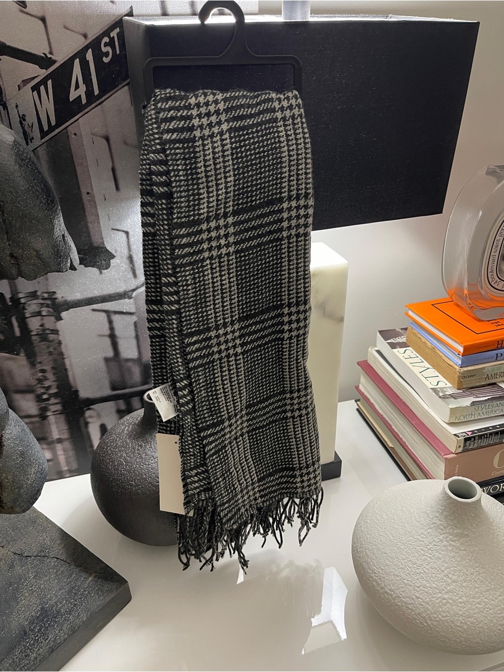 Men's Black & Gray Plaid Scarf